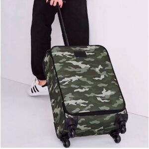 Victoria’s Secret PINK Logo Wheelie Carry On Travel Luggage Suitcase Camo Green